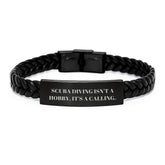 Scuba Diving Inspirational Gifts from Friends for Men Interlaced Leather Bracelets, Quotes 'Scuba Diving Isn't A Hobby. It's A Calling.' for Graduation Unique Gifts - Image 1